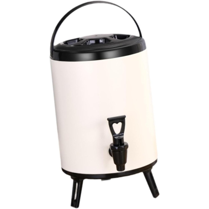 F Fityle Hot/Cold Beverage Dispenser, Tea Barrel with Tap, Water-Insulated Drink Dispenser, Drink Container for Camping/Kindergarten, 6L White