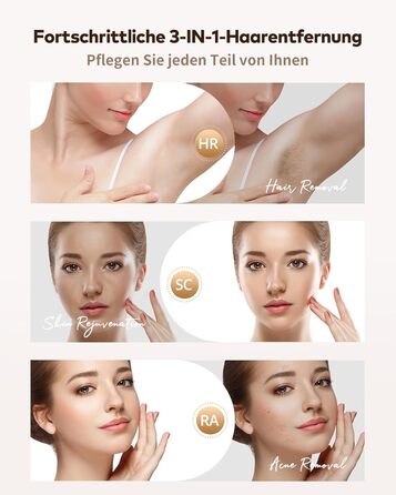 Пристрій для епіляції IPL Haarlosy 3-в-1: HR/SC/RA, 999 900 імпульсів, 9 рівнів енергії, безболісна епіляція для чоловіків та жінок, для тіла