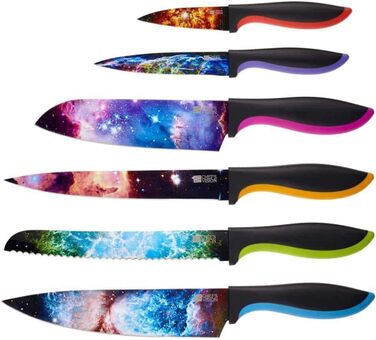 Набір кухонних ножів Chef’s Vision Kosmos, 6 шт, нержавіюча сталь, яскравий дизайн, подарунок для дому