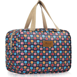 Велика косметичка для подорожей, жіноча косметичка-органайзер, велика сумочка для косметики з ручкою, аксесуари для жінок та чоловіків, #9 Листя (^14 Кольорові квіти)