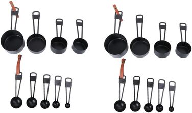 Cabilock 2 Sets Stainless Steel Measuring Cups and Spoons Durable Scoop Coffee Bean Kitchen Helper Set Cooking Utensil Set Stainless Steel Spoon Stainless Steel Measuring Cup Stainless Steel 9 Pieces * 2