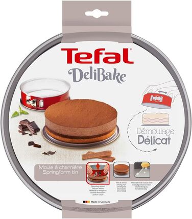 Форма для випічки Tefal Delibake з кришкою, 23 см, червона карбонова, кругла