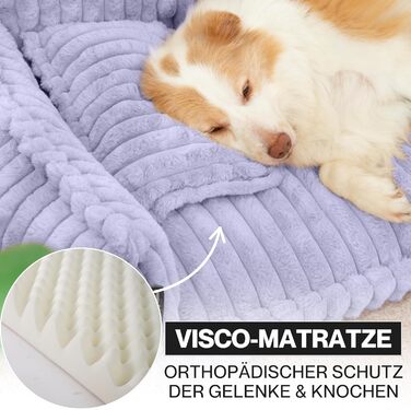 Диванчик для котів та собак Noviclass® Chaffar | Опорний матрац | Сучасний стиль, Cord-Design, фіолетовий, XXL (140 см)