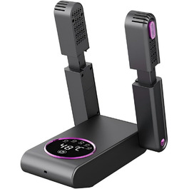 Сушарка для чобіт та рукавичок 2-в-1, німецька технологія гарячого повітря | Регульований на 180° стрижень та гнучкі насадки | Таймер та енергозберігаючий режим | Для робочих чобіт, спортивного та гірськолижного взуття (Чорний)