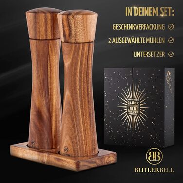 Salt and pepper mill made of wood, including coaster, in a luxury gift box. Ideal as a wedding gift | Wedding gifts | Wedding gifts for the bridal couple | Housewarming gift