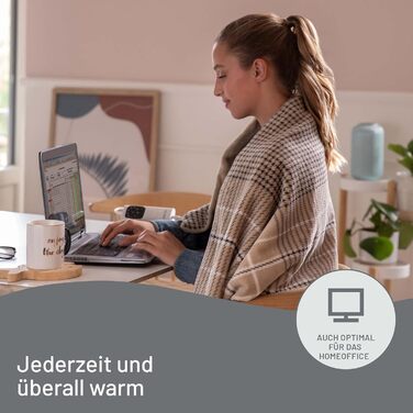 Електрична ковдра Imetec Adapto Tartan Festival, 160x120 см, з м'якої тканини, 6 температур, швидко нагрівається, безпечна, для дому, Velvet