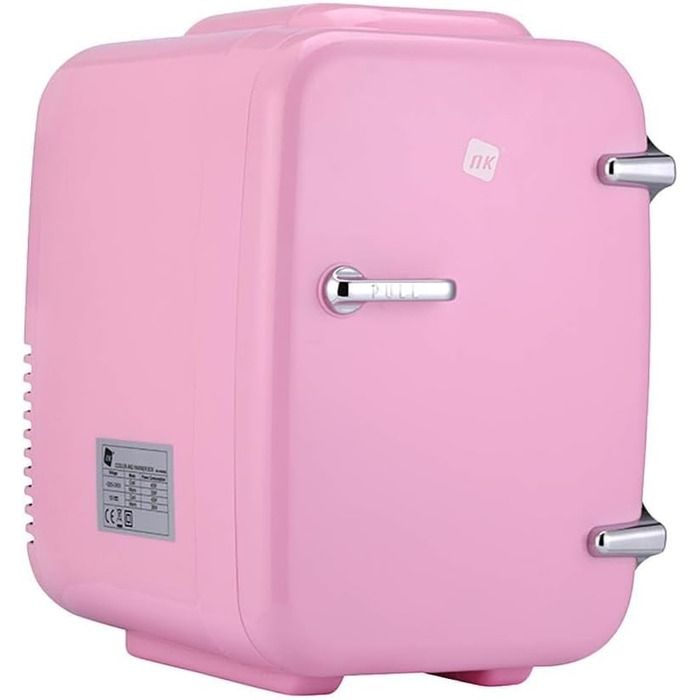 Портативний міні-холодильник NK, 4 літри, 12V-220V, охолодження та нагрів, рожевий
