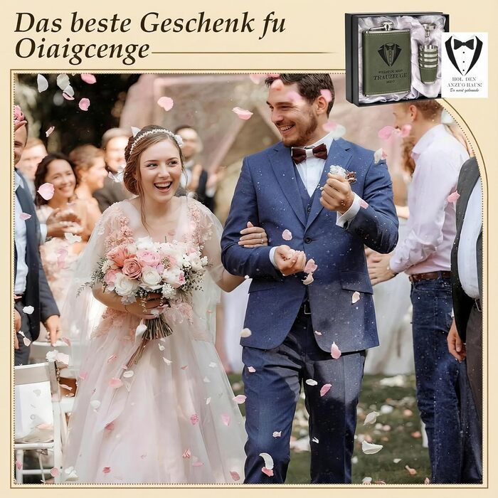 Персоналізований набір фляг 8oz з гравіюванням – фляга з нержавіючої сталі, 4 склянки, воронка та подарункова коробка для дружби, подарунок на весілля для чоловіків та жінок, сірий колір