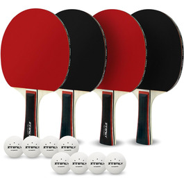 Набір для пінг-понгу з ракетками (2 або 4 шт) та м'ячами | Набір для гри в настільний теніс для 4 гравців | Зручний кейс | Покращений контроль, липка гума