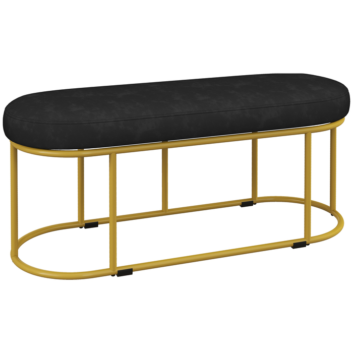 HOMCOM Upholstered Bench with Velvet Look - Seat Bench, Daybed Bench, Vanity Bench, Entryway Bench for Living Room, up to 200 kg, Steel, Blue | Aosom