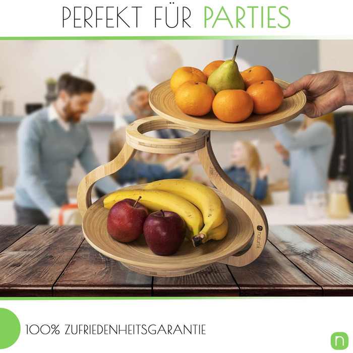 Натуралік: Двоярусна етажерка для фруктів з бамбука - Натуральне зберігання