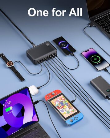 Зарядний пристрій USB-C 8-в-1, 300W, GaN адаптер для MacBook, iPhone, iPad, Samsung, ноутбуків – швидка зарядка PD