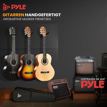 Акустична гітара Pyle для дітей та початківців, ½ розміру, з аксесуарами (сумка, тюнер, медіатор), чорна матова, 76 см