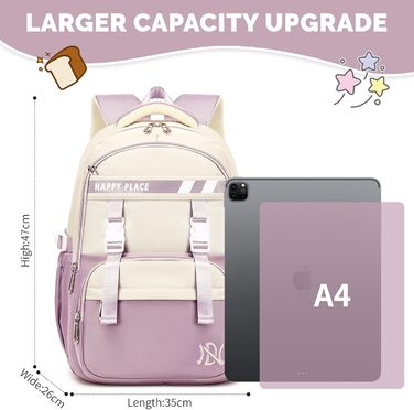 Шкільний рюкзак IvyH для дівчаток, водонепроникний, для 5-9 класів, з нейлону, велика місткість, зелено-фіолетовий