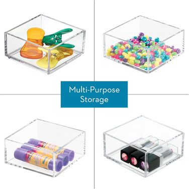 iDesign Drawer Storage Box for Bathroom or Kitchen, Very Small Drawer Organizer in BPA-Free Plastic, Stackable Makeup Storage for Cosmetics, Transparent