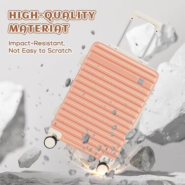 Набір валіз Joyway: велика валіза з ABS-пластику, 4 колеса, TSA-замок, сумка для ручної поклажі та кульбага (Рожевий)