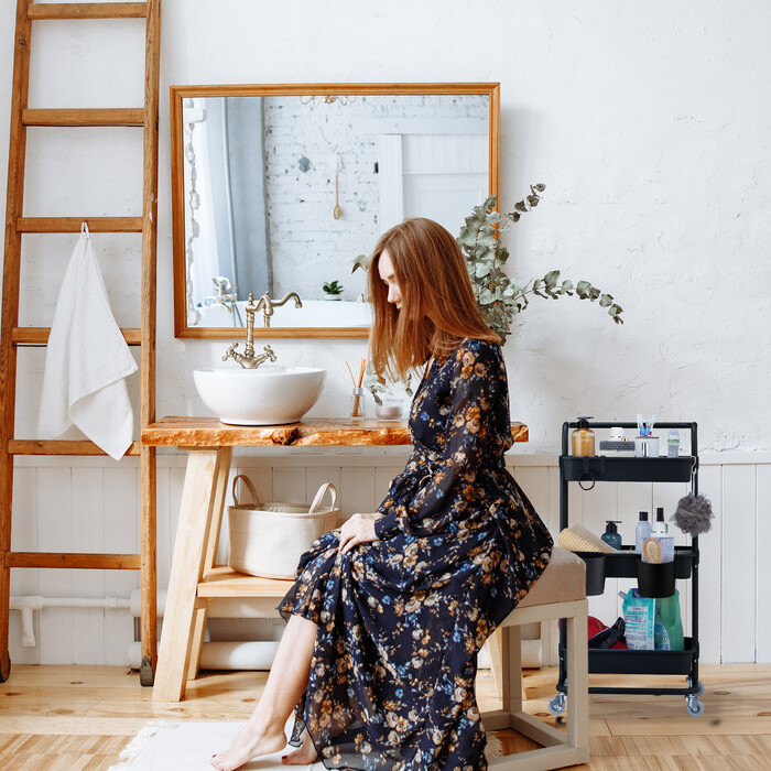 Relaxdays 3-Tier Rolling Cart