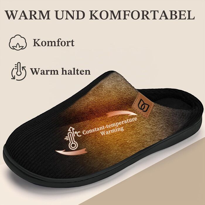 Чоловічі капці WateLves з вельвету та Memory Foam, теплі домашні та вуличні тапочки протиковзкі, смугасті чорні, розмір 43.5 EU