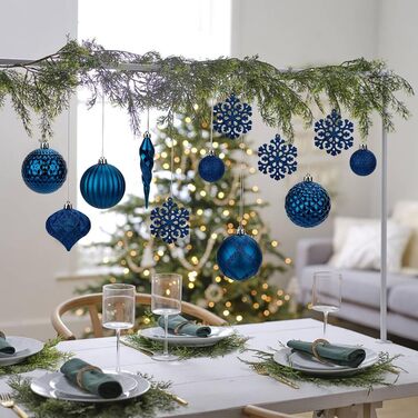 50 шт. прикрас для ялинки: сині ялинкові кулі, міцні, для різдвяного декору