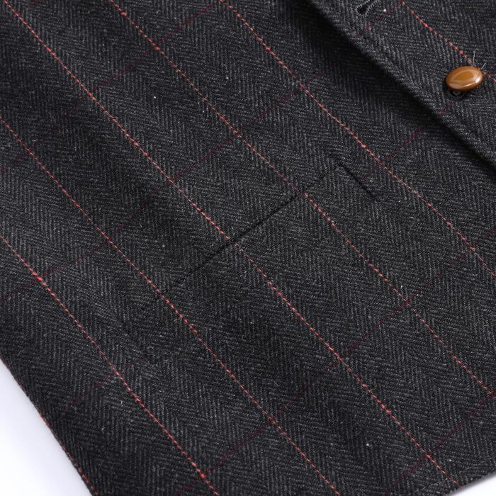 Чоловіча жилетка в клітинку 'Риб'яча клітка' - костюмна жилетка, чорна, розмір XXL