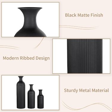 Large White Metal Floor Vase - Modern Textured Design, 68/51/41cm - Perfect for Pampas Grass & Home Decor