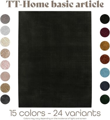 Килимок для вітальні TT Home з коротким ворсом, чорного кольору, 120 см (круглий), антиковзаюча підкладка, сучасний, можна прати