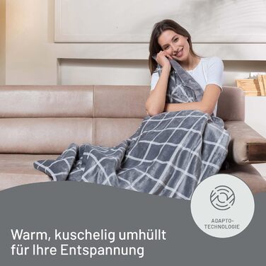 Електрична ковдра Imetec Adapto Velvet Square - 150x95 см, тепла та м'яка, 6 температур, швидкий нагрів, безпечна, пральна