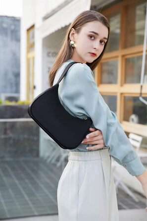 Жіноча сумка-хобо міні-клатч на блискавці, нейлон чорний L