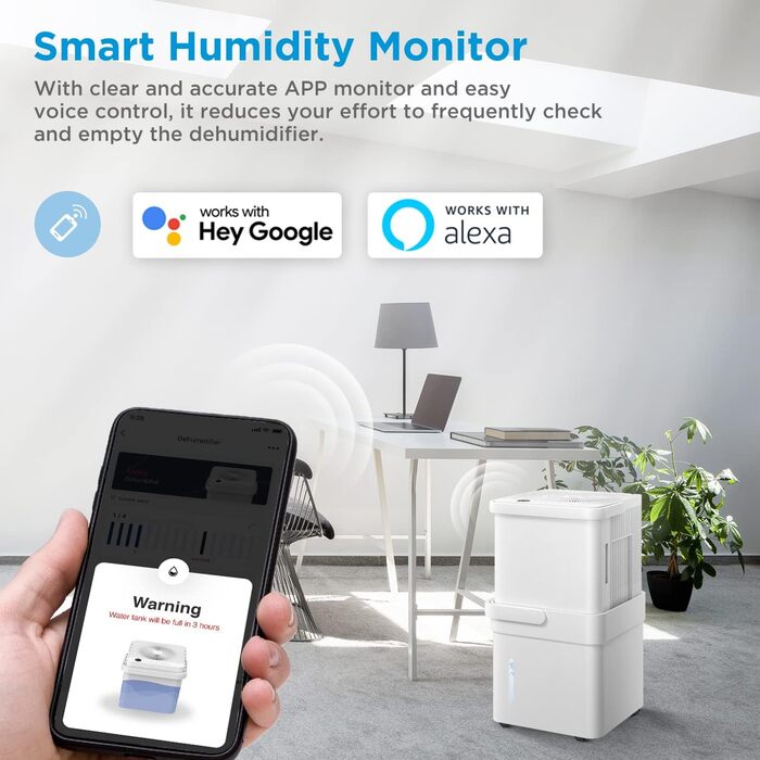 Зволожувач повітря Midea DF-20DEN7-WF, 20л/24г, для приміщень до 100 м³ (40 м²), з Wi-Fi, таймером, білий