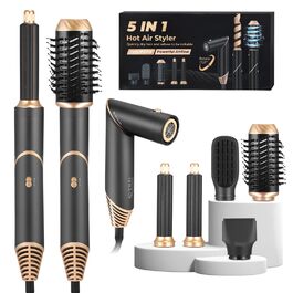 Airstyler 6 в 1: Фен-щітка для волосся Bürste Set, 5 насадок для сушки, випрямлення, локонів, об'єму та догляду. Підходить для всіх типів волосся