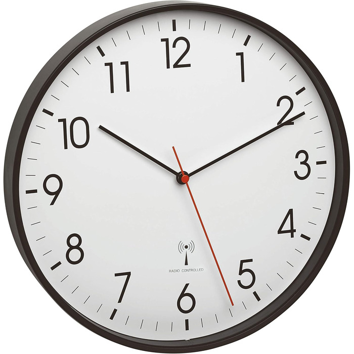 TFA Dostmann Analog Wall Clock with Metal Frame, 305 x (H) 47 mm, Plastic, Black, 60.3537.01