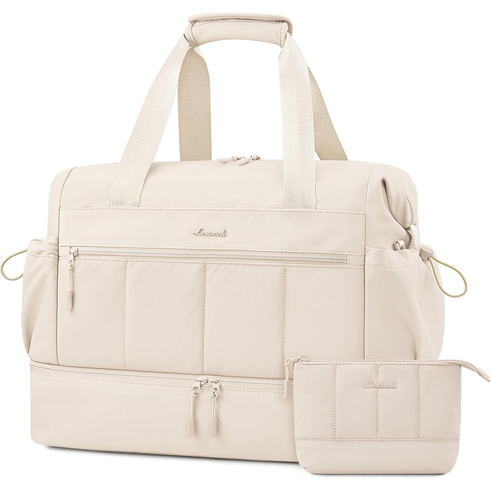 Сумка-валіза LOVEVOOK для жінок, легка клінічна/пологова сумка, спортивна сумка-дуфл, валіза для подорожей, ручна поклажа, водонепроникна з відділенням для взуття, бежева, M-30L