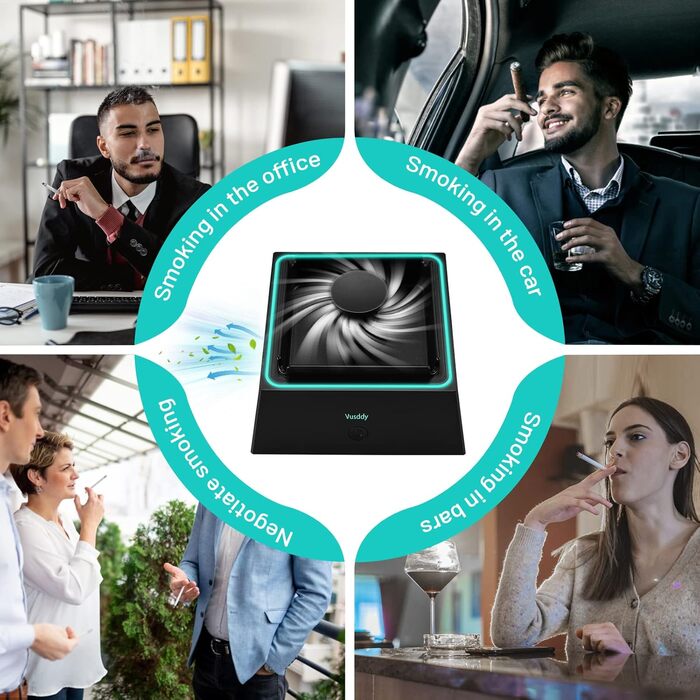 Portable Ashtray with Suction - 2 in 1 Smoke-Free Ashtray with Air Purifier - Portable Smoke Cleaner Ashtray with Filter for Home, Car, Office, Indoor Cigarettes