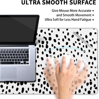 Килимок для миші Japanisches Mauspad, 90 x 40 см, в стилі аніме, арт-дизайн, великий килимок для геймінгу, клавіатури, для дому та офісу (XX-Large, чорний, білий, у горошок)