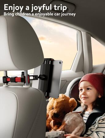 Тримач для планшету в авто TRYONE - кріплення на підголівник, висувний, сумісний з iPad, iPhone, Samsung Galaxy Tab, Kindle Fire HD, Switch (червоний)