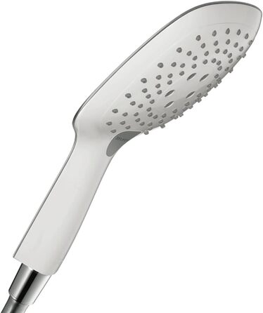 hansgrohe Raindance Select E Showerhead, Hand Shower with Square Shower Arm (150 x 150 mm), Showerhead with Anti-Limescale Function, 26550000 (3 Spray Patterns, White/Chrome)