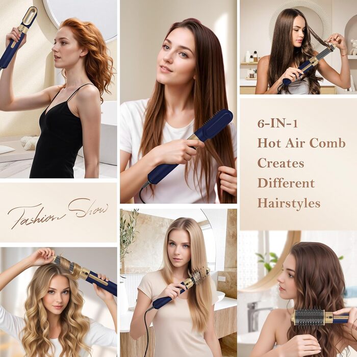 Набір для укладки волосся 6-в-1: фен, стайлер, щітка для волосся, 1350W, 3 температурні режими, для всіх типів волосся