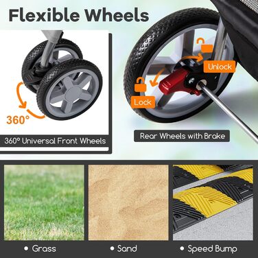 Візок для собак та котів SOARS, до 15 кг, складний, сірий