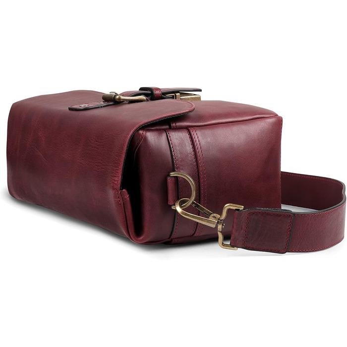 Чохол для камери MegaGear Torres: шкіряна сумка-месенджер для бездзеркальних, плівкових та DSLR камер, оливковий (бордовий)