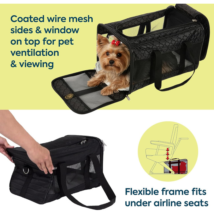 Транспортна переноска для тварин Sherpa Original Deluxe, розмір M (48x30x29 см), чорна, схвалена авіаперевізниками