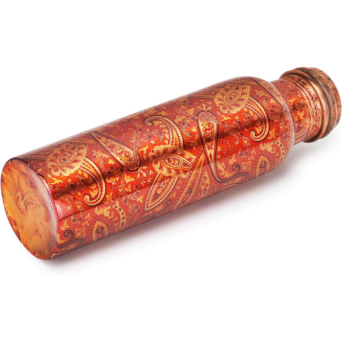 Zap Impex Copper Water Bottle for Ayurvedic Benefits, Rajasthani Print Design, Travelers Water Pitcher Bottle, Joint Free, 900ml