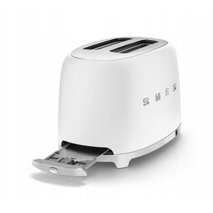 Тостер Smeg TSF01WHMEU, матовий білий, на 2 скибки, 950 Вт, з функцією розморожування