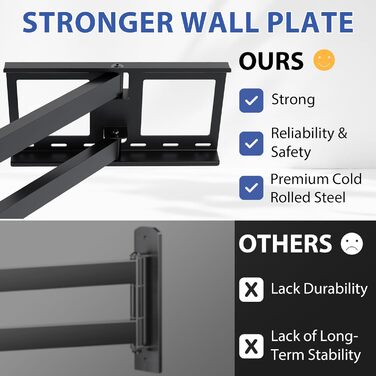 BONTEC Extra Long TV Wall Mount - 850mm Articulating Arm for 32-70 inch LCD/LED/OLED TVs - Up to 60kg, Tilt, Swivel & Rotate - VESA 400x400