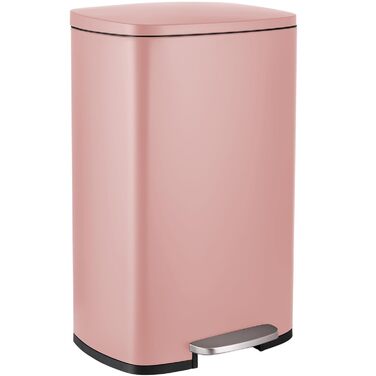 Відро для сміття LIFERUN 30л з кришкою, м'яким закриттям, з внутрішнім відром, сталеве, для кухні, ванної кімнати, офісу, рожеве