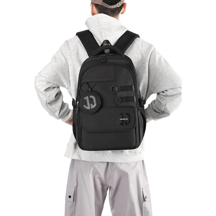 Водонепроникний шкільний рюкзак JANSBEN для підлітків (хлопців та дівчат), багатоклековий дизайн для школи та подорожей, ідеальний для 5 класу, чорний