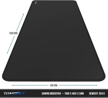 Килимок для миші TITANWOLF XXL Чорний 900 x 400 мм - великий килимок для геймінгу, покращена точність та швидкість