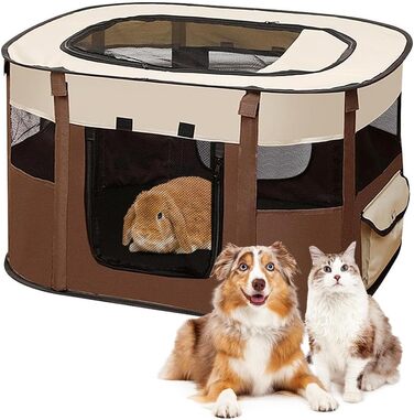 Клітка-вигул для цуценят та собак, складана, 70x55x40 см (колір кавовий)