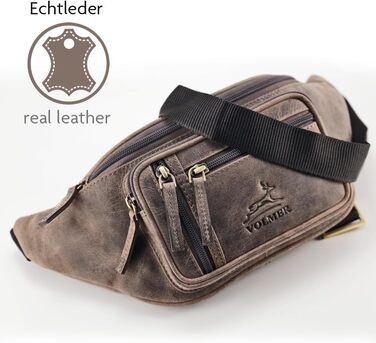 Чоловіча та жіноча поясна сумка Volmer Palma з натуральної шкіри (колір: коричневий, ефект потертостей) | Регульований ремінь до 130 см