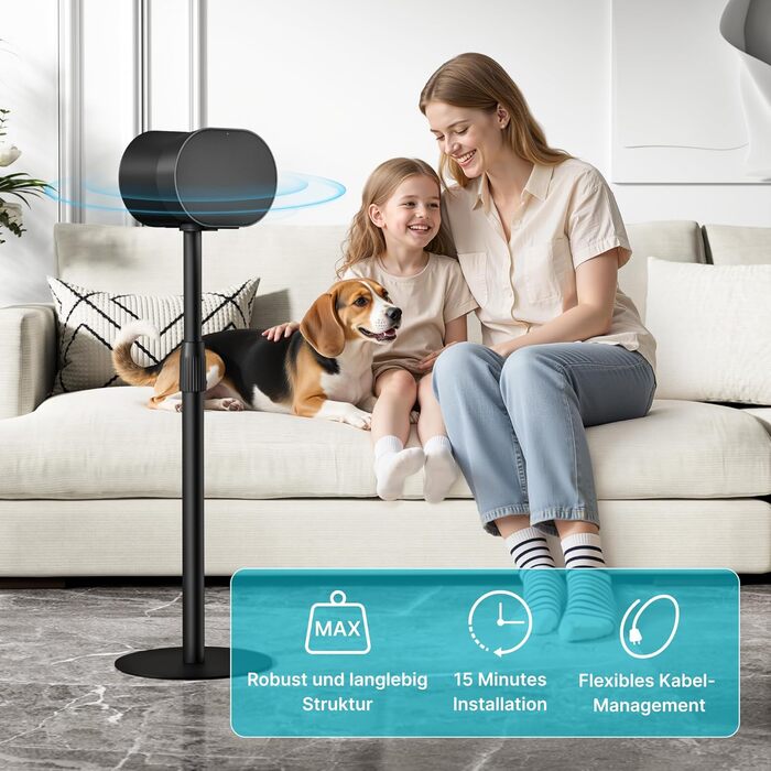 Підлогові стійки для колонок, сумісні з SONOS Era 300 та Era 100, чорні, 2 шт. (до 108 см, 5 кг)