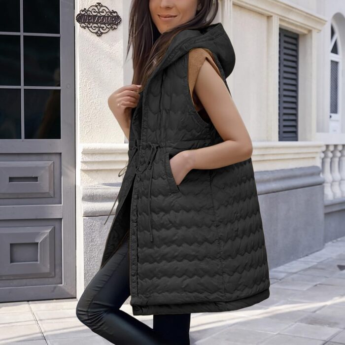 Жіноча софтшеллова жилетка з капюшоном: тепла, водонепроникна, вітрозахисна. Ідеальна для їзди на коні, бігу, походів та зимового відпочинку. Жилетка з кишенями, розмір 3XL, чорний колір.